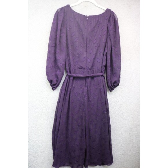 DKNY Purple 3/4 Balloon Sleeve Asymmetrical Midi Dress-Size 8-Fairy-Whimsigoth - Picture 9 of 13